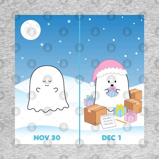 Gordie the Ghost (Nov 30 vs Dec 1) | by queenie's cards by queenie's cards